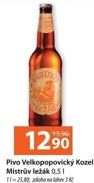 Pivo Mistrův světlý ležák Velkopopovický Kozel