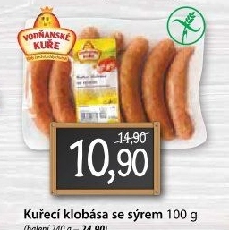 Kuřecí klobása se sýrem Vodňanské kuře