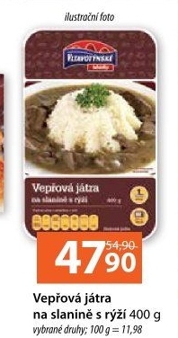 Játra vepřová na slanině s rýží Vltavotýnské lahůdky