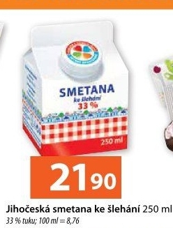 Smetana ke šlehání Jihočeská Madeta 33%