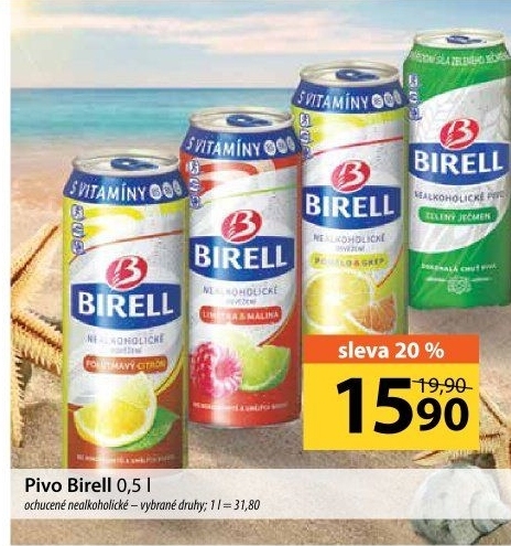 Nealkoholické pivo ochucené Birell