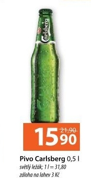 Pivo světlý ležák Carlsberg
