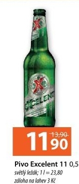 Pivo světlý ležák 11° Excelent Gambrinus
