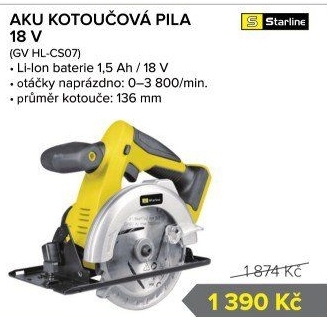 Aku kotoučová pila Starline
