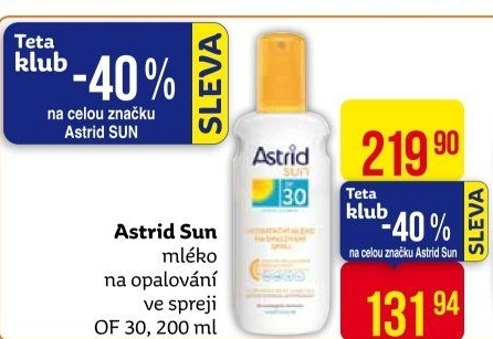 Mléko na opalování ve spreji OF 30 Astrid Sun