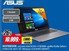 X705NC-BX009T 17,3 N3350 4G 1TB 2GB ASUS
