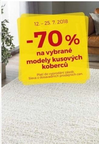 70 % na vybrané kusy koberců