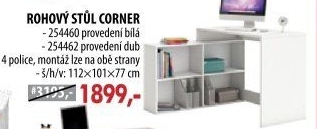 Rohový psací stůl CORNER bílý