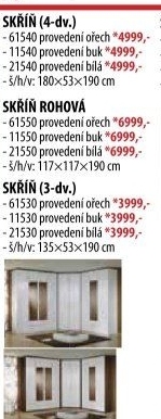Skříň ESO 4dveřová 61540 ořech/bílá