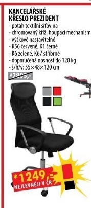 Kancelářské křeslo PREZIDENT červené K56
