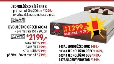Jednolůžko 343 bílá 90x200