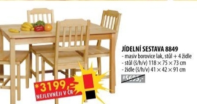 Stůl + 4 židle 8849 lak
