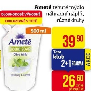 Tekuté mýdlo Ameté- náhradní náplň