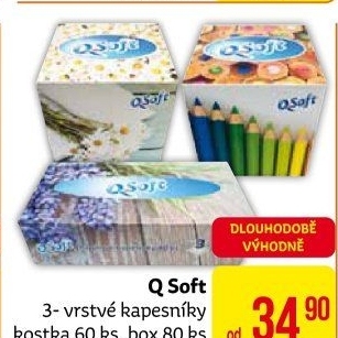 Papírové kapesníčky 3vrstvé Q Soft - box