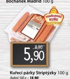 Párky kuřecí striptýzky Vodňanské kuře