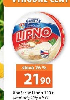 Tavený sýr Jihočeské Lipno Madeta
