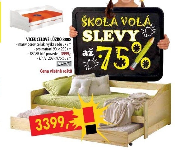 Jednolůžko s přistýlkou LAURA