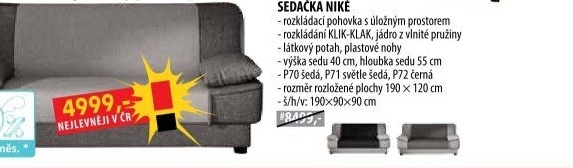 Pohovka NIKÉ šedá