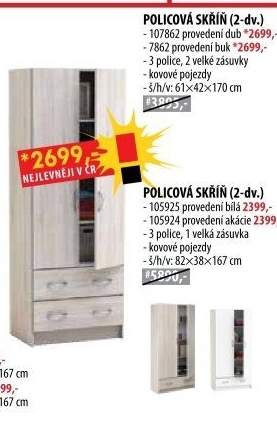 Skříň 2dveřová 107862 dub