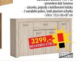 Komoda 4 dveře + 1 zásuvka BRAVA dub