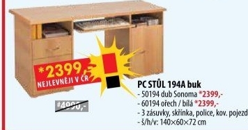 Stůl na počítač 194 buk