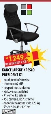 Kancelářské křeslo PREZIDENT černá K1