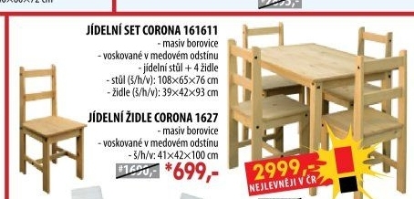 Stůl + 4 židle CORONA 2 vosk 161611