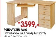 PC stůl rohový 8846 lakovaný