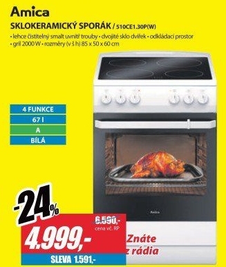 510CE1.30P(W) SPORÁK SKLOKERAMICKÝ AMICA