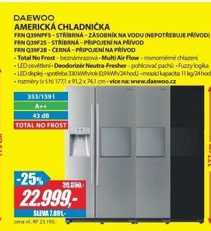 FRN Q39NPFS SBS A++ BAR+LED+NÁDRŽ DAEWOO