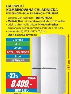 RN 308NQW KOMBINACE A++ BÍLÁ DAEWOO