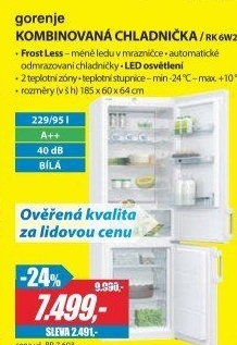 RK 6W2 CHLADNIČKA KOMBI.GORENJE