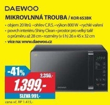 KOR 6S3BK MIKROVLNNÁ TROUBADAEWOO