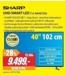 LC 40UG7252 UHD 400Hz, SMART H265 SHARP