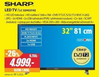 LC 32HG3142 100Hz, DVB-S2/T2 H265 SHARP