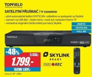 TF S3000RHD IRDETO USB PVRTOPFIELD