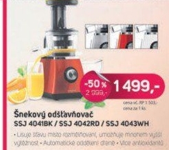 SSJ 4041BK šnekový odšťavňovačSENCOR