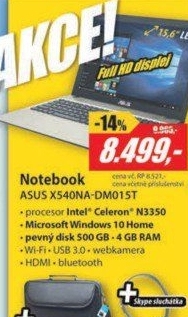 Asus X540NA-DM015T+PŘÍSLUŠENSTVÍSADA