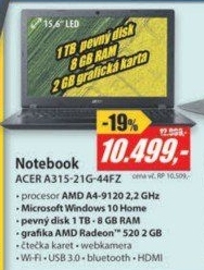 A315-21G-44FZ 15,6 A4 1T 8G 2G W10 ACER