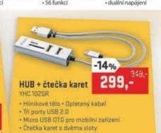YHC 102SR USB OTG COMBO HUB+čtečkaYENKEE