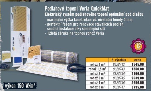 Podlahové topení elektrické Veria