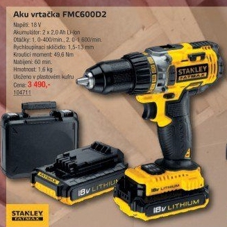 Aku vrtačka FMC600D2 Stanley FatMax