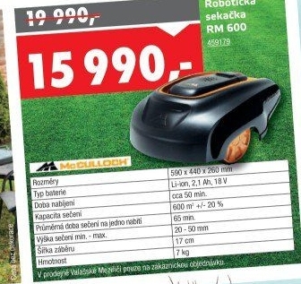 Robotická sekačka McCulloch RM 600