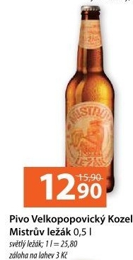 Pivo Mistrův světlý ležák Velkopopovický Kozel