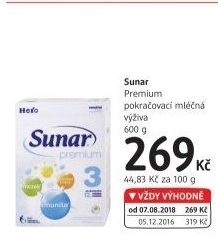 Kojenecké mléko Premium Sunar