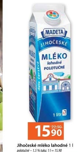 Mléko lahodné Jihočeské Madeta - 1,5% polotučné