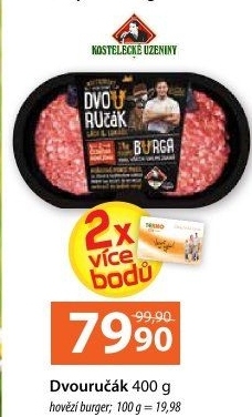 Hovězí burger dvouručák + omáčka Kostelecké uzeniny