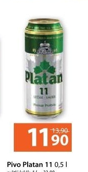 Pivo světlý ležák 11° Platan