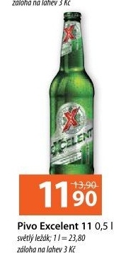Pivo světlý ležák 11° Excelent Gambrinus
