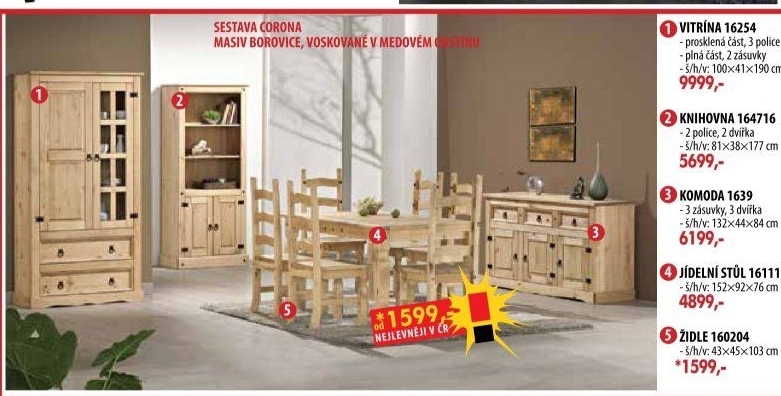 Vitrína CORONA vosk 16254